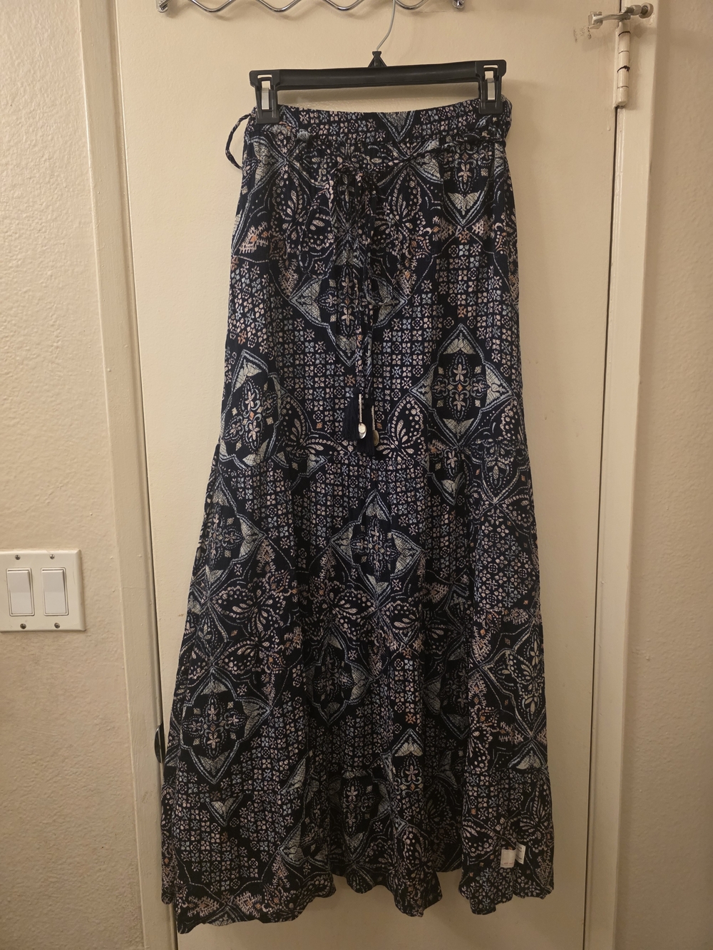 Odd Molly Navy and Light Blue Boho Maxi Skirt
